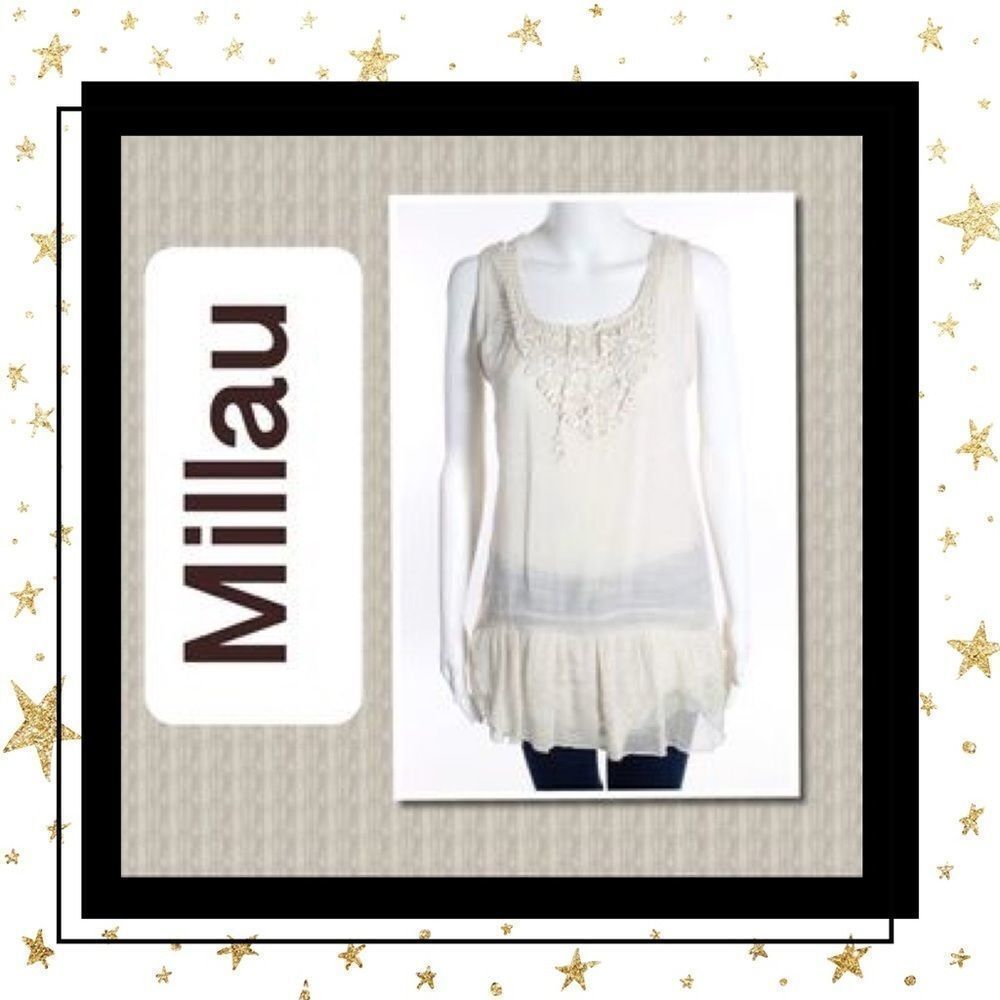 Millau Sleeveless Embellished Top Tunic M Medium